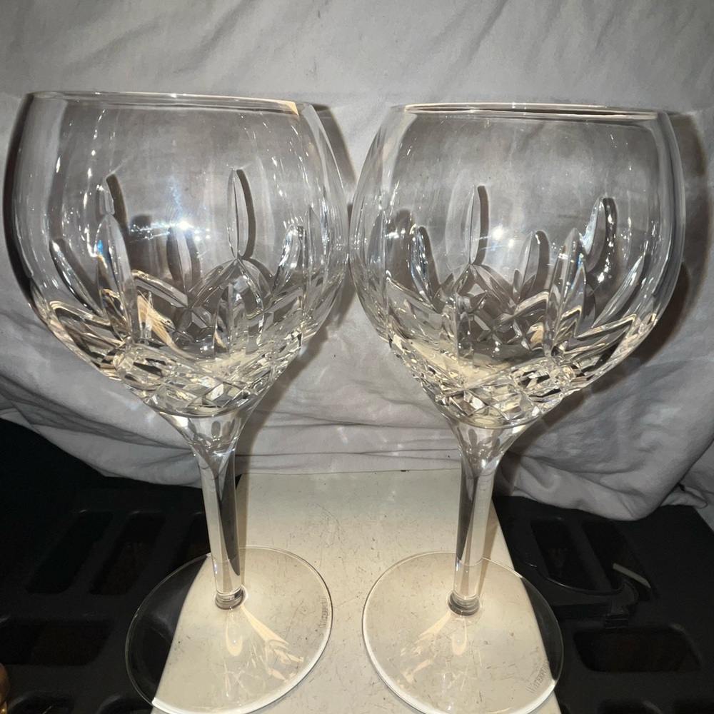 Set of 2 Waterford Lismore Grand Balloon Wine Goblets - 7.6" Tall Ireland - Picture 7 of 7